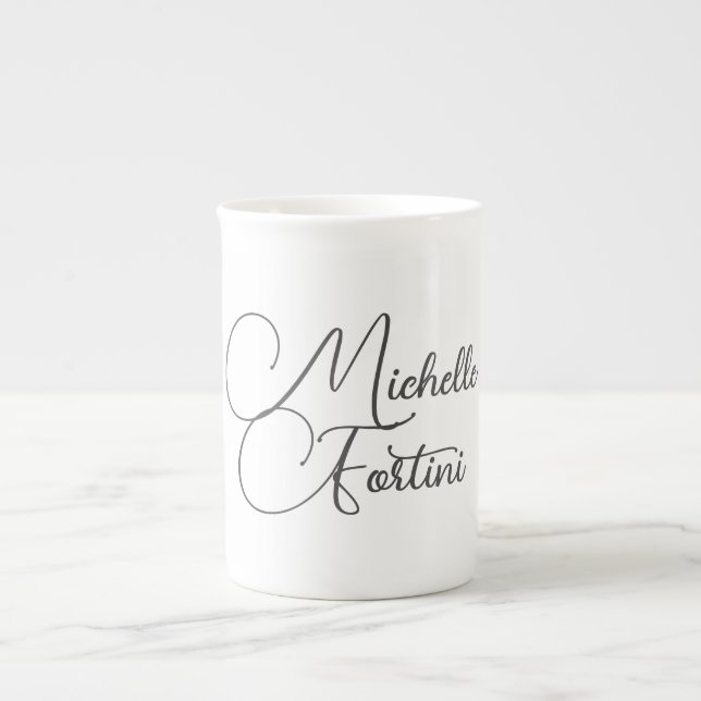 Professionell minimalist modern handstil namn benporslin mugg (Framsidan)