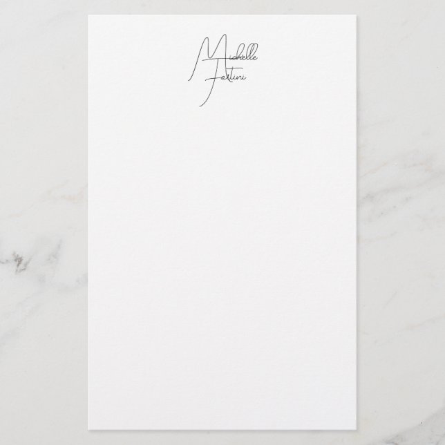 Professionell minimalist modern handstil namn brevpapper (Framsida)