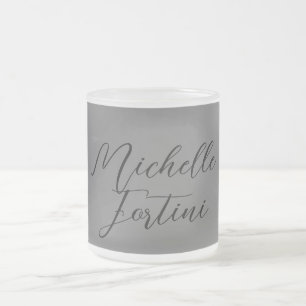 Professionell minimalist modern handstil namn frostad glasmugg