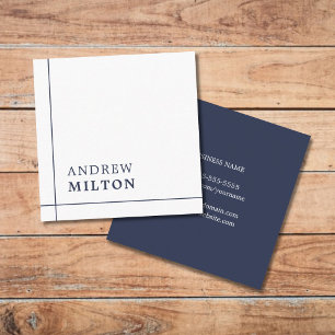Professionell Minimalist Navy Blue Linjer Consulta Fyrkantigt Visitkort