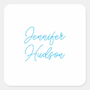 Professionell minimalistisk azure blue calligraphy fyrkantigt klistermärke