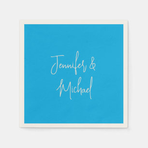 Professionell minimalistisk azure blue calligraphy pappersservett