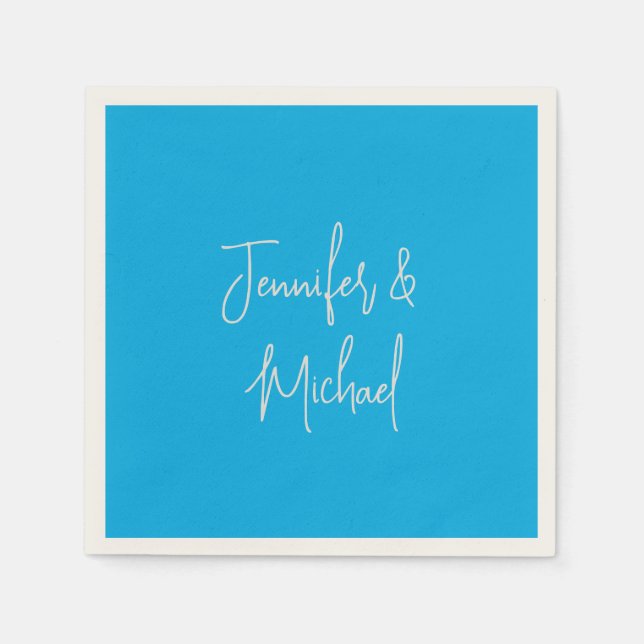 Professionell minimalistisk azure blue calligraphy pappersservett (Framsidan)