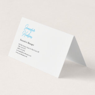 Professionell minimalistisk azure blue calligraphy visitkort