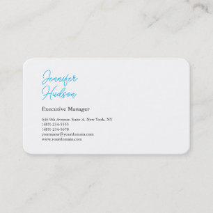 Professionell minimalistisk azure blue calligraphy visitkort