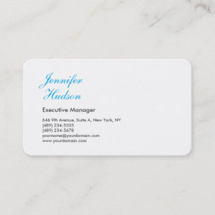 Professionell minimalistisk azure blue calligraphy visitkort