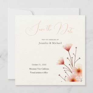 Professionell minimalistisk blomsterlig spara datu inbjudningar