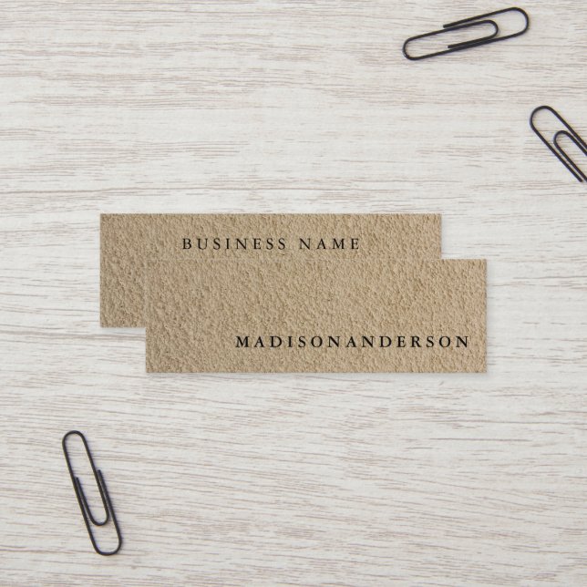 Professionell minimalistisk brun kraftsandpapper mini visitkort (Fram/Back In Situ)