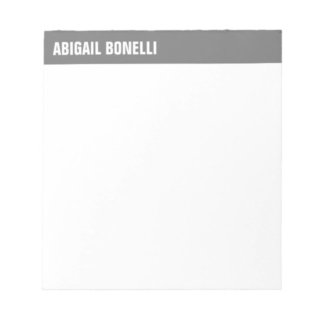 Professionell minimalistisk djärv namn chic grå vi anteckningsblock (Framsida)