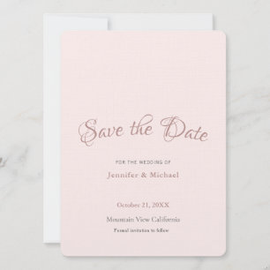 Professionell minimalistisk enfärgad roséguld färg spara datumet