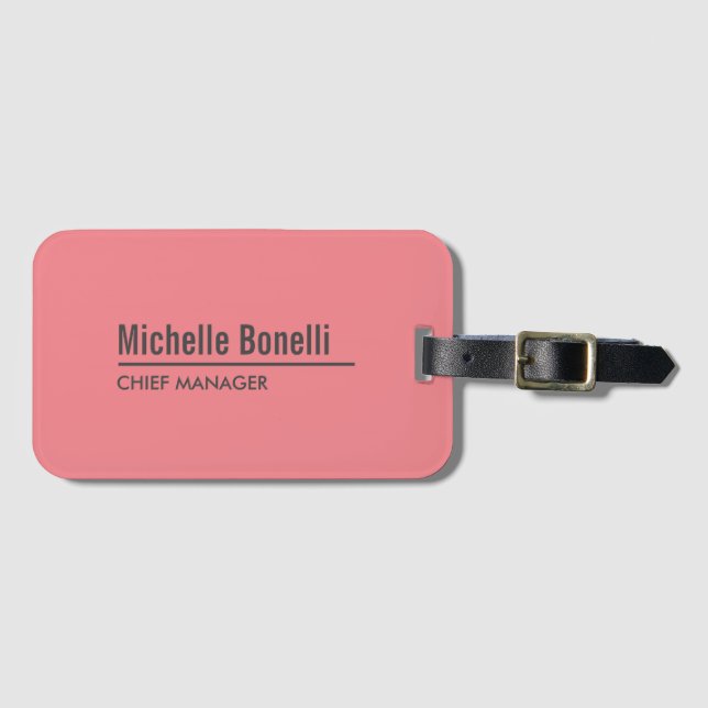 Professionell - minimalistisk, enkel koral Rosa Mo Bagagebricka (Framsida horisontal)