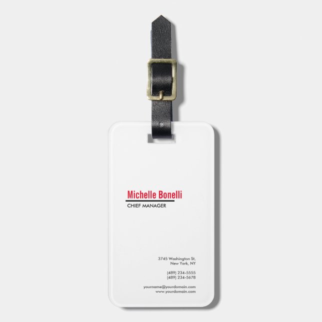 Professionell - minimalistisk enkel, modern, vit d bagagebricka (Vertikal Framsida)