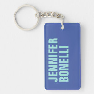 Professionell minimalistisk fet blå namn nyckelring