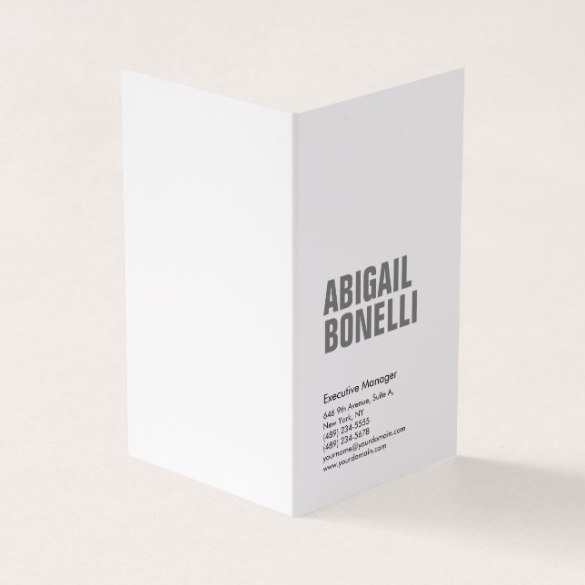 Professionell minimalistisk fet modern grått vit visitkort (Utsida)