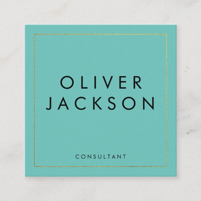 Professionell Minimalistisk Guld Gräns Fyrkantigt Visitkort (Framsida)