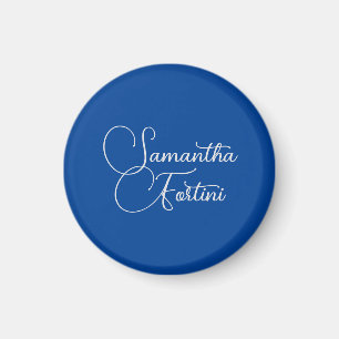 Professionell minimalistisk handskrift namn blå magnet