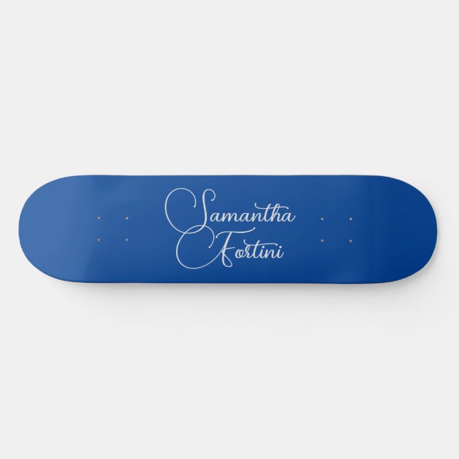 Professionell minimalistisk handskrift namn blå mini skateboard bräda 18,5 cm (Horz)