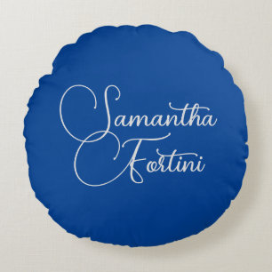 Professionell minimalistisk handskrift namn blå rund kudde