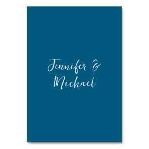 Professionell minimalistisk havsblå kalligrafi bordsnummer