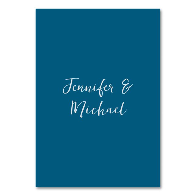 Professionell minimalistisk havsblå kalligrafi bordsnummer (Framsidan)