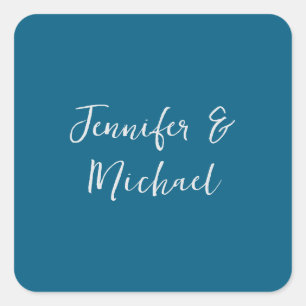 Professionell minimalistisk havsblå kalligrafi fyrkantigt klistermärke