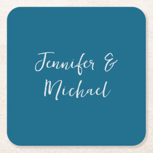 Professionell minimalistisk havsblå kalligrafi underlägg papper kvadrat