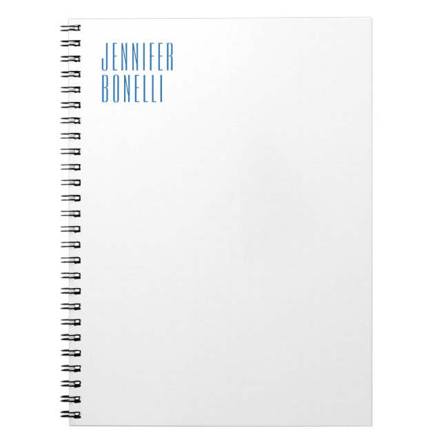 Professionell minimalistisk modern blå vit anteckningsbok (Framsidan)