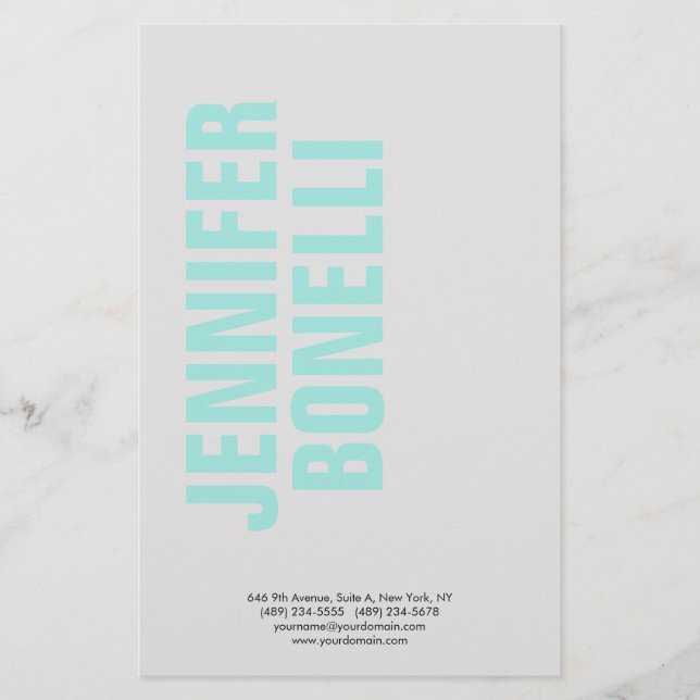 Professionell minimalistisk modern djärv blå namn brevpapper (Framsida)