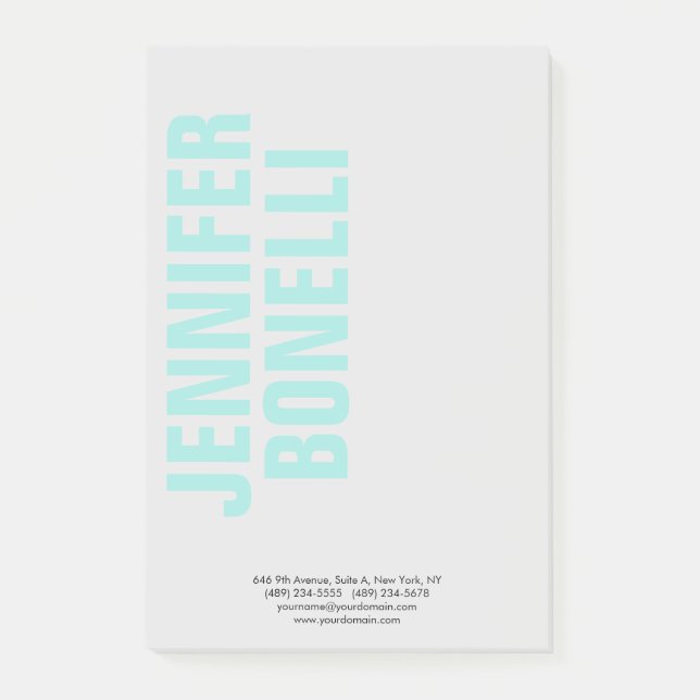 Professionell minimalistisk modern, djärv blå namn post-it block (Framsida)