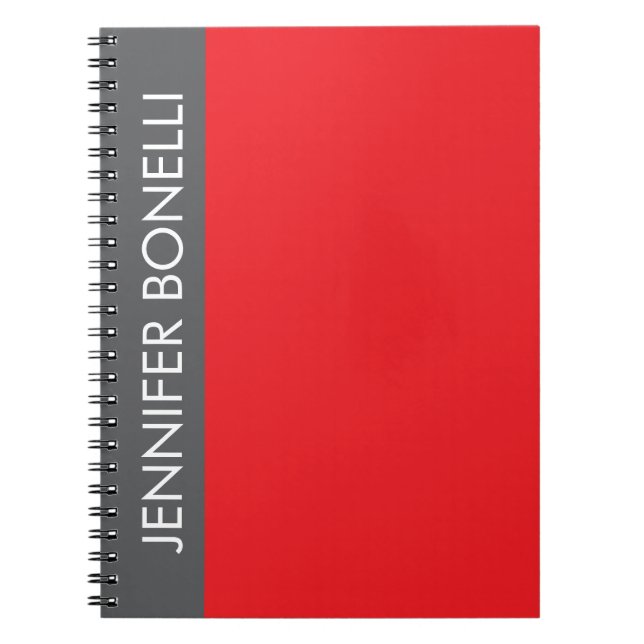 Professionell minimalistisk modern djärv namn grå  anteckningsbok (Framsidan)