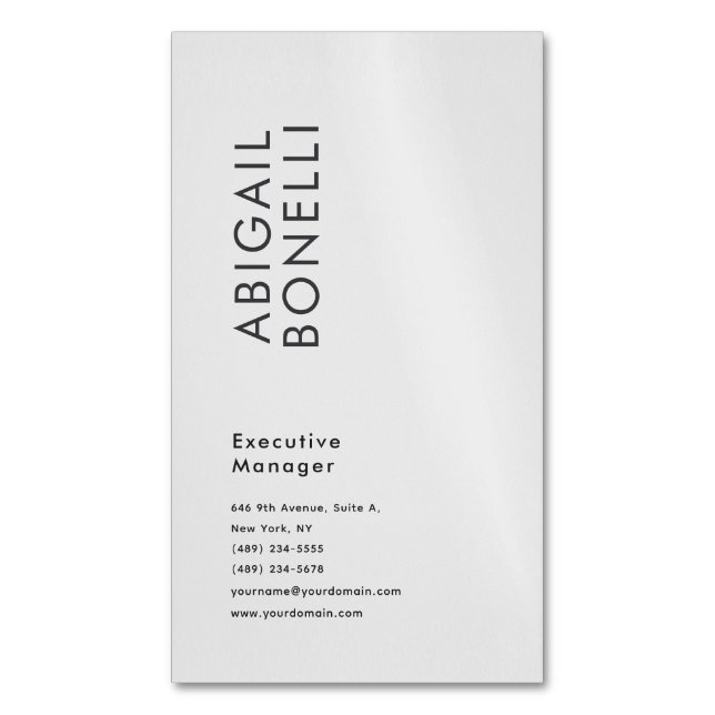 Professionell minimalistisk modern enkel  magnetiska visitkort (Framsida vertikal)