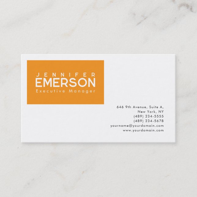 Professionell minimalistisk modern enkel orange vi visitkort (Framsida)