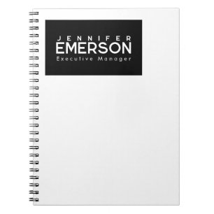 Professionell minimalistisk modern enkel svart vit anteckningsbok