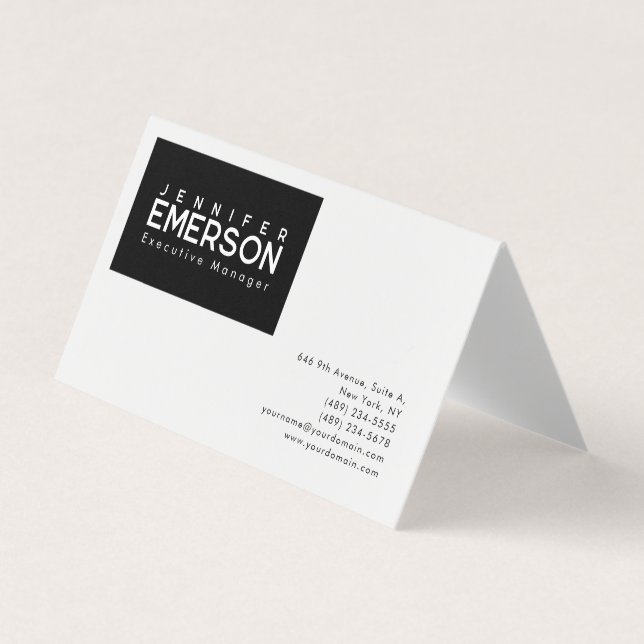 Professionell minimalistisk modern enkel svart vit visitkort (Framsida)