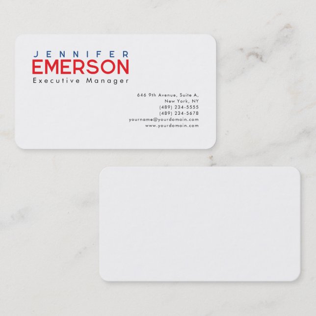 Professionell minimalistisk modern enkel  visitkort (Fram/baksida)