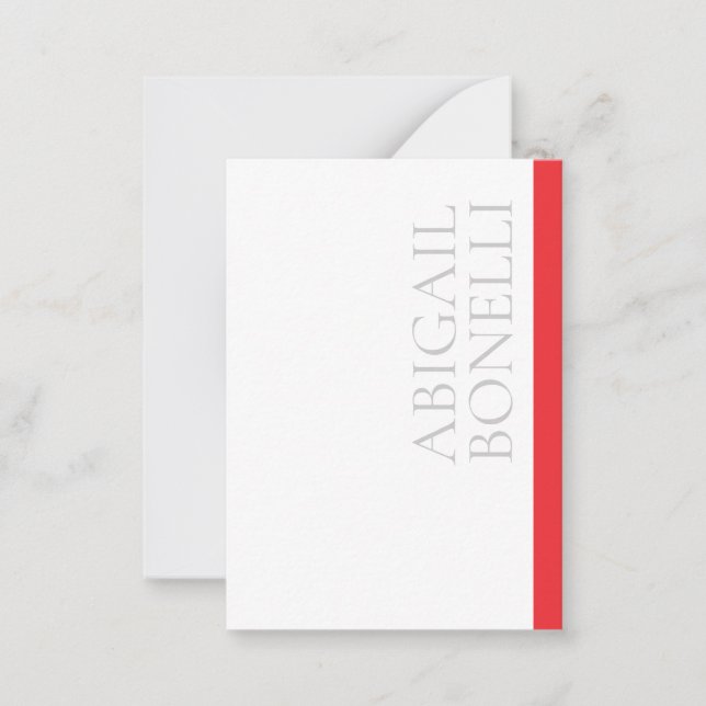 Professionell minimalistisk modern fet grå röd vit anteckningskort (Framsida)