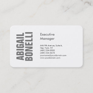 Professionell minimalistisk modern fet grå vit visitkort