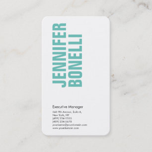 Professionell minimalistisk modern, fetstil, vit visitkort