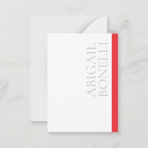 Professionell minimalistisk modern grå röd vit anteckningskort