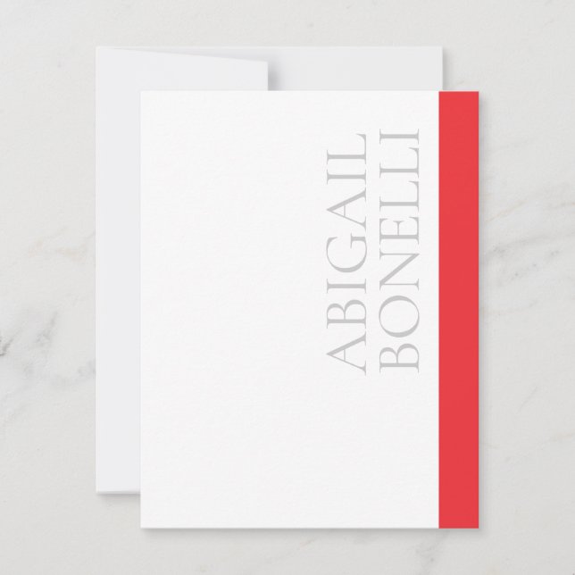 Professionell minimalistisk modern grå röd vit anteckningskort (Framsida)