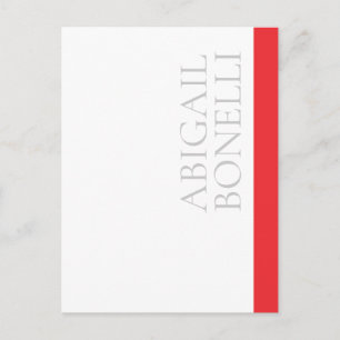 Professionell minimalistisk modern grå röd vit meddelande vykort