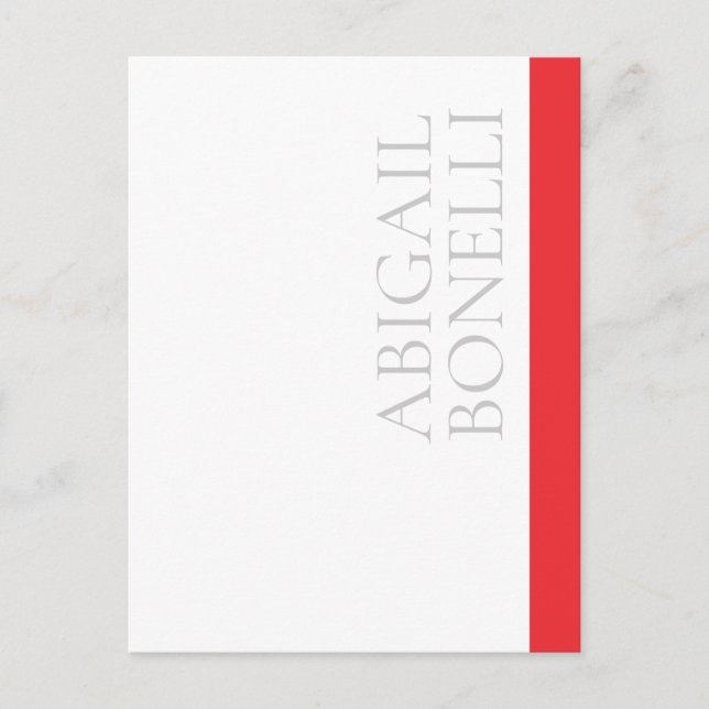Professionell minimalistisk modern grå röd vit meddelande vykort (Framsida)