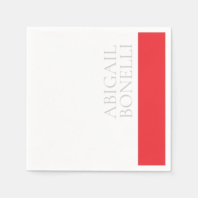Professionell minimalistisk modern grå röd vit pappersservett (Framsidan)