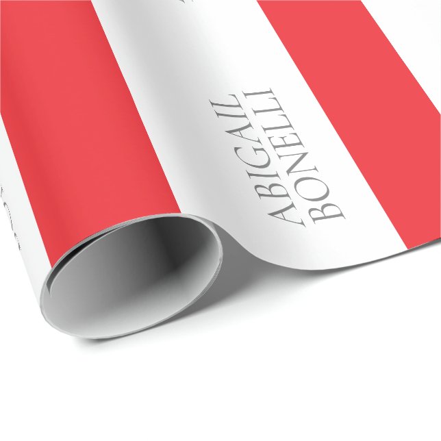 Professionell minimalistisk modern grå röd vit presentpapper (Rullad Hörn)