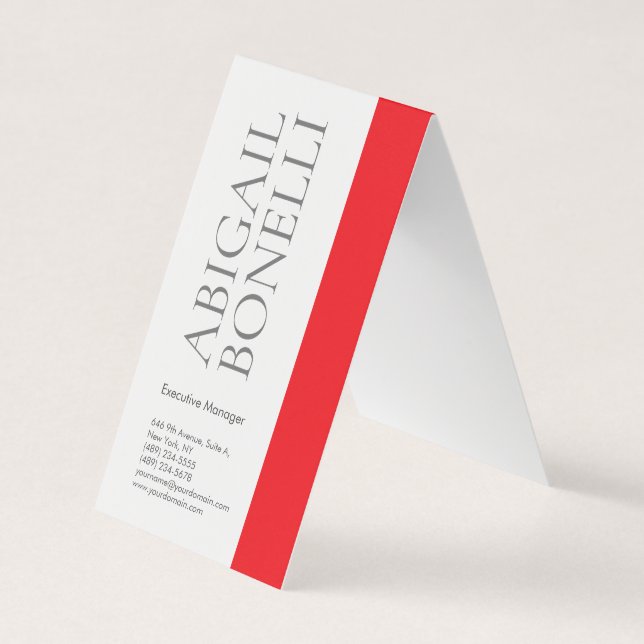 Professionell minimalistisk modern grå röd vit visitkort (Framsida)