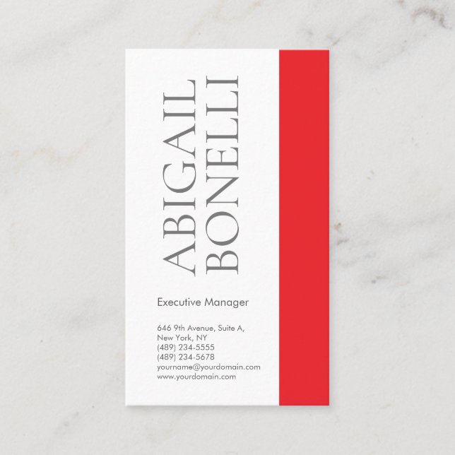 Professionell minimalistisk modern grå röd vit visitkort (Framsida)