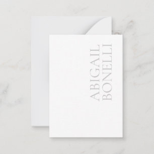 Professionell minimalistisk modern grå vit anteckningskort