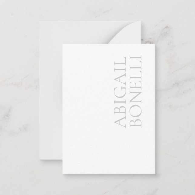 Professionell minimalistisk modern grå vit anteckningskort (Framsida)
