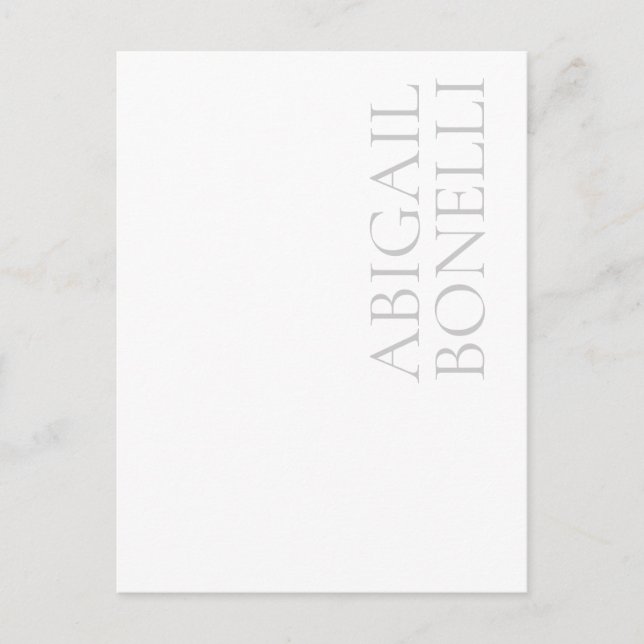 Professionell minimalistisk modern grå vit meddelande vykort (Framsida)