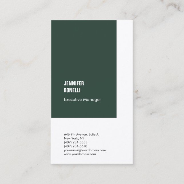 Professionell minimalistisk modern gråaktig grönt  visitkort (Framsida)